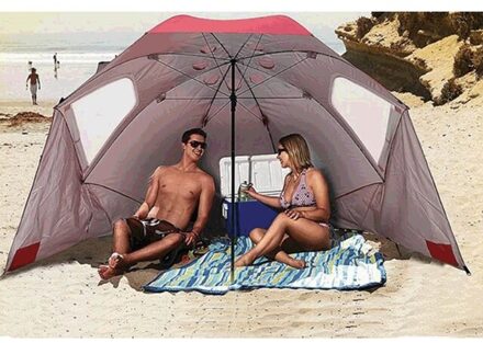 7.87ft Outdoor Strand Paraplu Picknick Protectiontent Draagbare Luifel Camping Weer Onderdak Schaduw rood