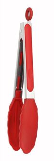 7/9/12 Inch Siliconen Keuken Voedsel Bakken Tang Siliconen Antislip Koken Clip Klem Voor Bbq Salade Gereedschap keuken Accessoires 9duim rood