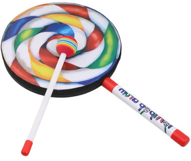 7.9 inch Lolli Shape Drum With Rainbow Color Mallet Music Rhythm Instruments Kids Baby Children Playing Toy Pack Of 10
