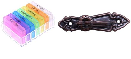 7 Dag Tablet Pill Dozen Met Metalen Gordijn Tassel Tie Terug Tieback Mini Muur Haken 2Pcs Rood Brons