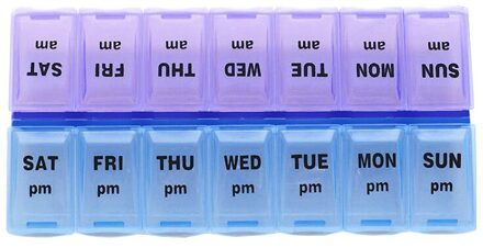 7 Dagen Wekelijkse Pillendoosje Case Tablet Geneeskunde Box Houder Organizer Pill Dispenser Splitters Reizen Divider Draagbare blauw paars