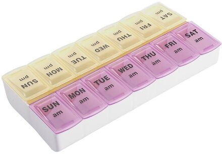 7 Dagen Wekelijkse Pillendoosje Case Tablet Geneeskunde Box Houder Organizer Pill Dispenser Splitters Reizen Divider Draagbare roze geel