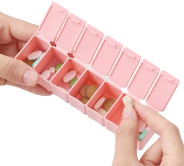7 Dagen Wekelijkse Pillendoosje Case Tablet Geneeskunde Box Houder Organizer Pill Dispenser Splitters Reizen Divider Draagbare roze