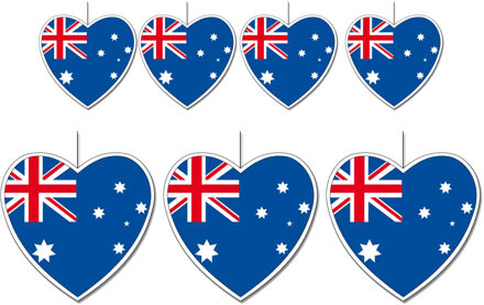7-delige hou van Australie versiering set hartjes van 14 cm en 28 cm