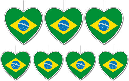 7-delige hou van Brazilie versiering set hartjes van 14 cm en 28 cm