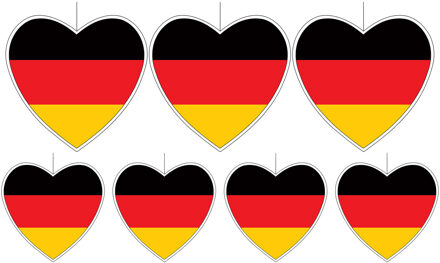 7-delige hou van Duitsland versiering set hartjes van 14 cm en 28 cm