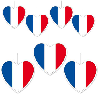 7-delige hou van Frankrijk versiering set hartjes van 14 cm en 28 cm