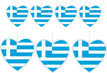 7-delige hou van griekenland versiering set hartjes van 14 cm en 28 cm
