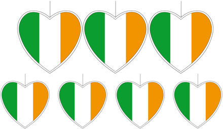 7-delige hou van Ierland versiering set hartjes van 14 cm en 28 cm