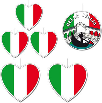 7-delige hou van Italie versiering set hartjes en deco van 14 cm/28 cm