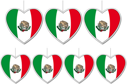 7-delige hou van Mexico versiering set hartjes van 14 cm en 28 cm