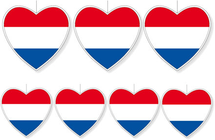 7-delige hou van Nederland versiering set hartjes van 14 cm en 28 cm