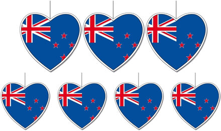 7-delige hou van Nieuw Zeeland versiering set hartjes van 14 cm en 28 cm