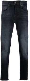7 For All Mankind Blauwe denim jeans met logo patch 7 For All Mankind , Blue , Heren - W32