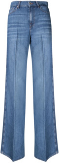 7 For All Mankind Blauwe Flared Katoenen Jeans 7 For All Mankind , Blue , Dames - W30,W28,W26,W27