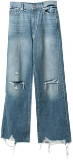 7 For All Mankind Distressed Wideleg Jeans 7 For All Mankind , Blue , Dames - 2Xl,Xl,L,M,4Xl,3Xl