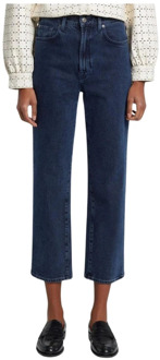 7 For All Mankind Donkerblauwe Logan Stovepipe Broek 7 For All Mankind , Blue , Dames - W28,W27,W25,W26
