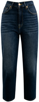 7 For All Mankind Hoge taille cropped denim broek 7 For All Mankind , Blue , Dames - W28,W24,W27,W26,W25
