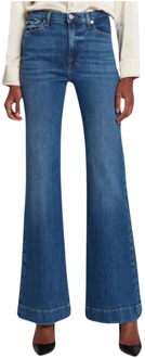 7 For All Mankind Hoge taille palazzo jeans medium wassing 7 For All Mankind , Blue , Dames - W29,W28,W27