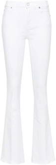 7 For All Mankind Hoge Taille Slim Fit Witte Jeans 7 For All Mankind , White , Dames - W28,W29