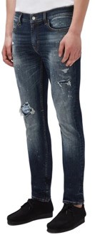 7 For All Mankind Slimmy taps toelopende stretch Tek Downtown Indigo donkerblauw 7 For All Mankind , Blue , Heren - W30
