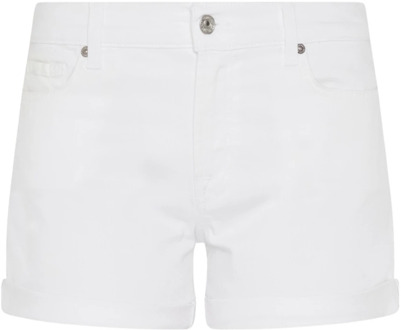 7 For All Mankind Witte Mid-Rise Denim Shorts 7 For All Mankind , White , Dames - W25,W26,W24,W29