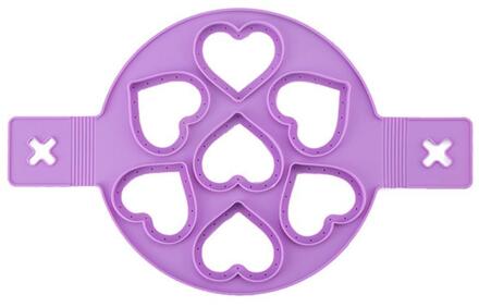 7 Gaten Ei Shaper Omelet Pannenkoek Maker Mold Anti-aanbak Koken Tool Fornuis Pan Flip Eieren Ring Mold Keuken Gadgets Accessoires hart paars
