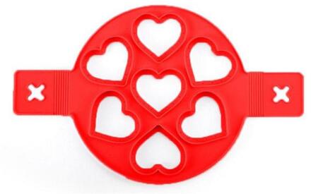 7 Gaten Ei Shaper Omelet Pannenkoek Maker Mold Anti-aanbak Koken Tool Fornuis Pan Flip Eieren Ring Mold Keuken Gadgets Accessoires hart rood