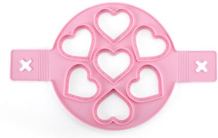 7 Gaten Ei Shaper Omelet Pannenkoek Maker Mold Anti-aanbak Koken Tool Fornuis Pan Flip Eieren Ring Mold Keuken Gadgets Accessoires hart roze