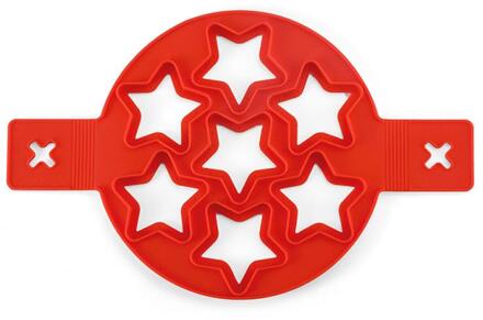 7 Gaten Ei Shaper Omelet Pannenkoek Maker Mold Anti-aanbak Koken Tool Fornuis Pan Flip Eieren Ring Mold Keuken Gadgets Accessoires ster rood