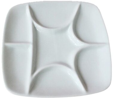 7-Goed Vierkante Witte Keramische Kunstenaar Verf Palet Voor Aquarel Gouache Acryl