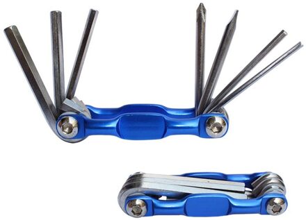 7 In 1 Fiets Gereedschap Sets Mountainbike Fietsen Multi Repair Tool Kit Pin Sleutel Carbon Stalen Pin Wrench Voor professionele Rijders Blauw