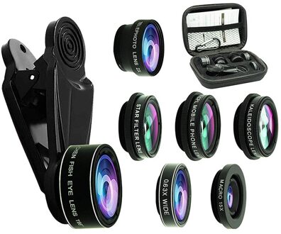 7 In 1 Telefoon Camera Lens Fisheye Fisheye Groothoek Macro Afstand Toenemende Polarisatie Caleidoscoop 7 In 1 set