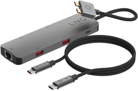 7-in-2 D2 Pro MST USB-C Multiport Hub + 2M USB-C PD Kabel grijs