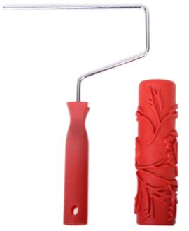 7-inch DIY Muur Decoratie Empaistic Bloem Patroon Schilderen Roller met Plastic Handvat (Rood)