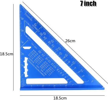 7 Inch Driehoek Heerser Aluminium Metric Meten Heerser Houtbewerking Proberen Vierkante Driehoek Hoek Gradenboog Meetinstrument 7duim B