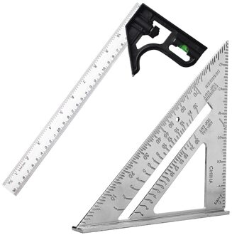 7 Inch Driehoek Heerser Aluminium Metric Meten Heerser Houtbewerking Proberen Vierkante Driehoek Hoek Gradenboog Meetinstrument 7duim C