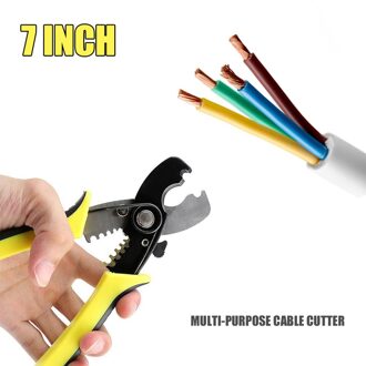7 Inch Elektrische Kabel Stripper Draad Snijden Schaar Multifunctionele Kabel Cutter Crimp Strippen Tang Handje
