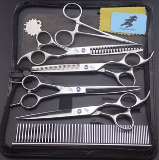 7 Inch Hond Schaar Set Professionele Pet Grooming Kit Direct Dichte Dunner Schaar En Gebogen Pet Grooming Schaar reeks