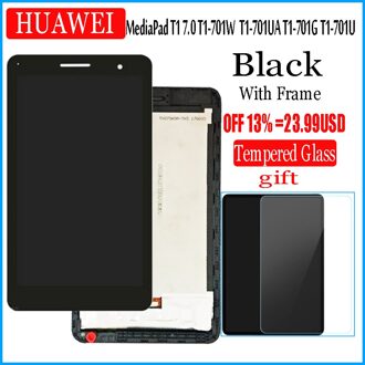 7 Inch Lcd-scherm En Met Touch Screen Voor Huawei Honor Play Mediapad T1 701W T1-701W Lcd-scherm touch Digitizer Lcd met kader zwart