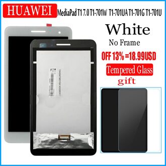 7 Inch Lcd-scherm En Met Touch Screen Voor Huawei Honor Play Mediapad T1 701W T1-701W Lcd-scherm touch Digitizer zonder kader wit