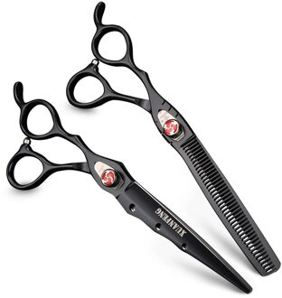7 inch left hand hairdressing scissors Japan 440C cutting scissors and thinning scissors set 2 stk