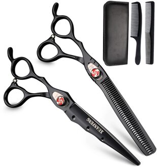 7 inch left hand hairdressing scissors Japan 440C cutting scissors and thinning scissors set reeks
