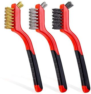 7 Inch Mini Roestvrij Staaldraad Nylon Draad Reiniging Dubbelzijdige Borstel Te Reinigen En Roest Industriële Koperdraad tandenborstel licht grijs