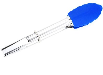 7 Inch Rvs Kitchentongs Siliconen Handvat Bbq Antislip Voedsel Tong Werktuig Koken Clip Klem Salade Serveren Bakken tool Blauw