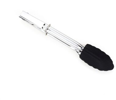 7 Inch Rvs Kitchentongs Siliconen Handvat Bbq Antislip Voedsel Tong Werktuig Koken Clip Klem Salade Serveren Bakken tool zwart