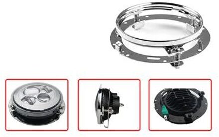7 Inch Rvs Ronde Led Koplamp Montagebeugel Ring Voor Ingebouwde Sterke Veren Verchroomd chroom 1stk
