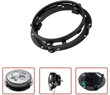 7 Inch Rvs Ronde Led Koplamp Montagebeugel Ring Voor Ingebouwde Sterke Veren Verchroomd zwart 1stk