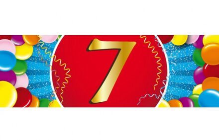 7 jaar leeftijd sticker 19 x 6 cm - 7 jaar verjaardag/jubileum versiering