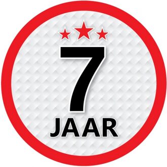 7 jaar leeftijd sticker rond 15 cm - 7 jaar verjaardag/jubileum versiering